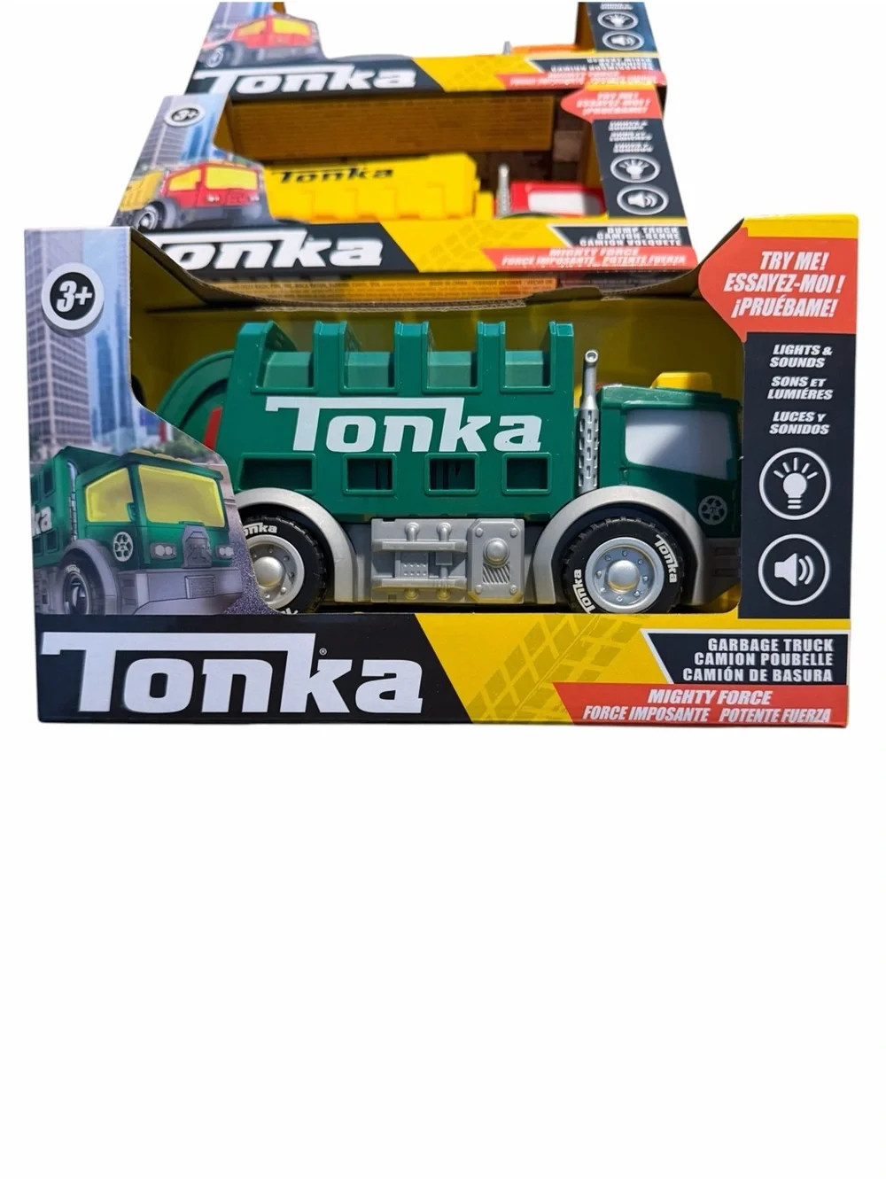 Tonka Mighty Force Green Garbage Truck - Kids Toy lights and sound